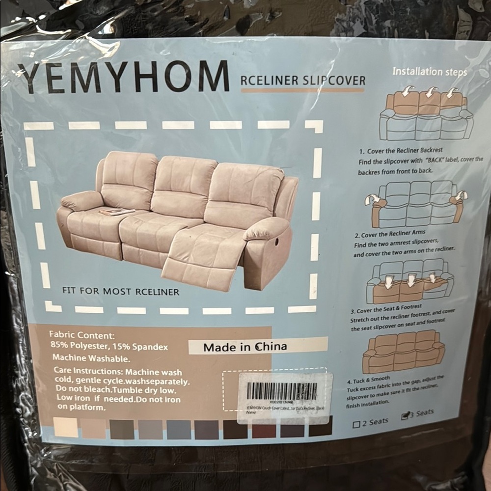 Slipcover for 3 seat reclining sofa